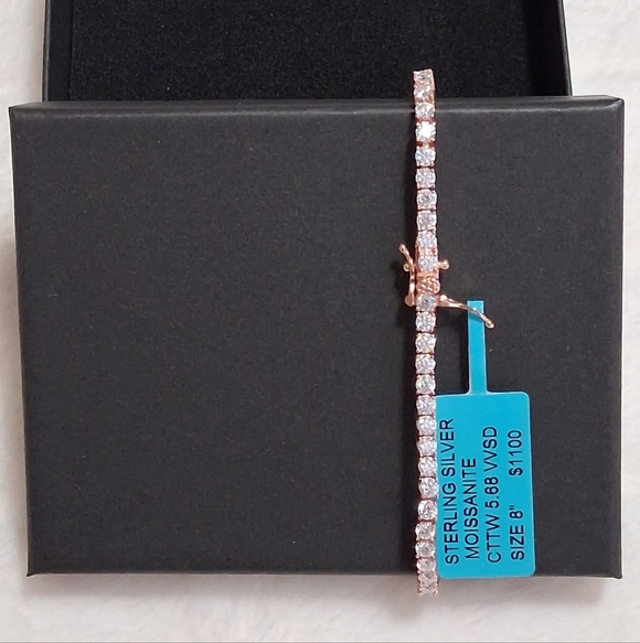 Moissanite Jewelry - Rose Gold Over 925 SS Moissanite Diamond Tennis Bracelet